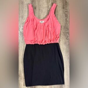 GUESS Mini Dress - Coral Pink & Black - Size S